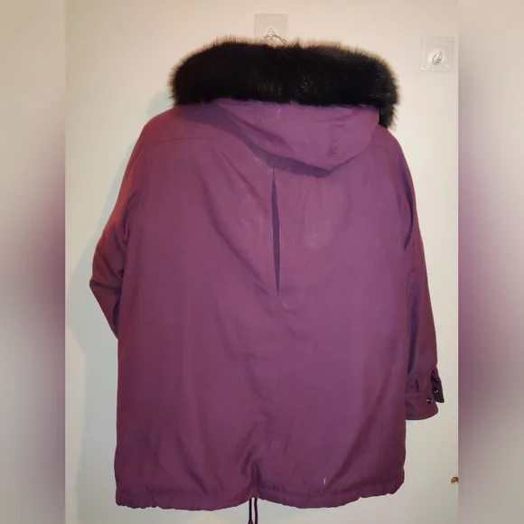 Bromley Sport Jacket Womens Petite S Purple 80% Down Puffer Coat Raccoon Fur - Picture 4 of 4